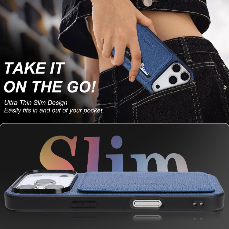 For iPhone 17 Pro Retro Vegan Leather Magnetic Card Holder Back Phone Case