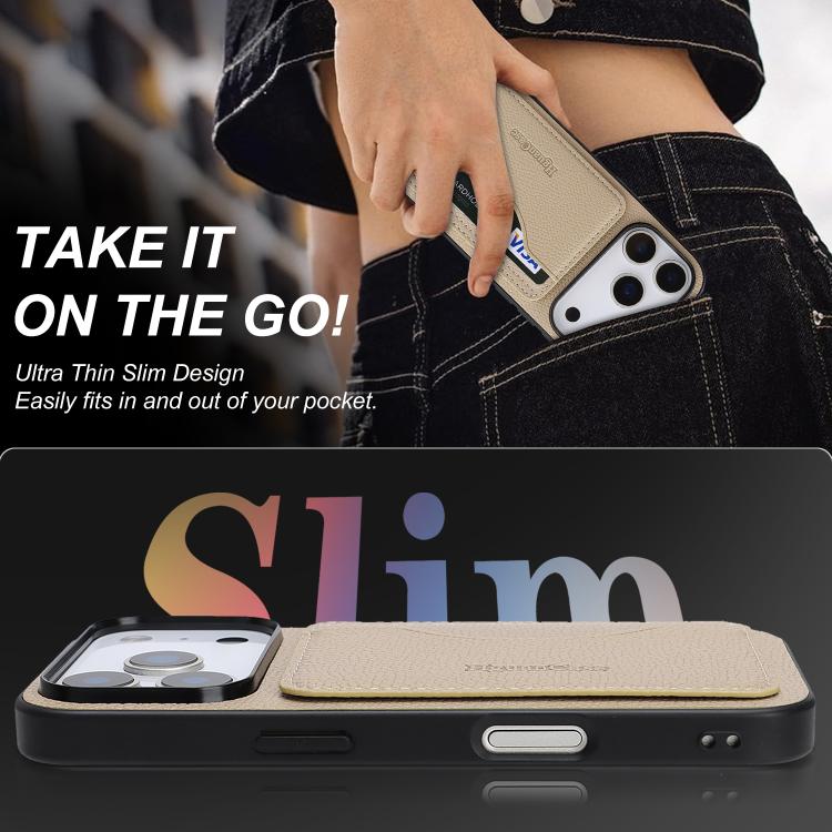 For iPhone 17 Pro Retro Vegan Leather Magnetic Card Holder Back Phone Case