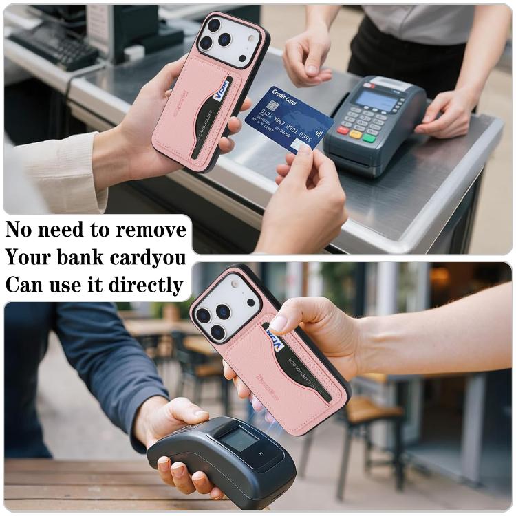 For iPhone 17 Pro Retro Vegan Leather Magnetic Card Holder Back Phone Case