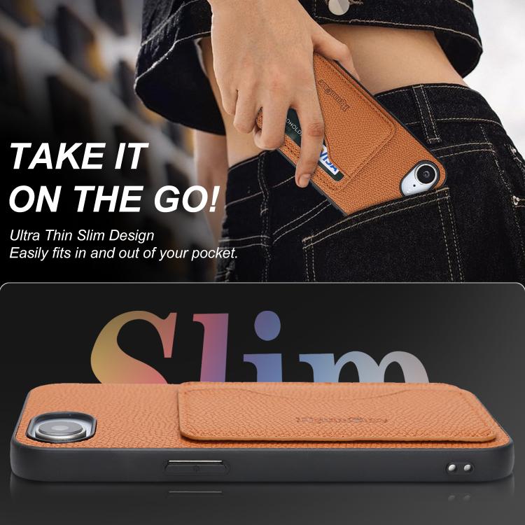 For iPhone 17e / 16e Retro Vegan Leather Magnetic Card Holder Back Phone Case