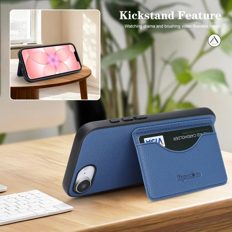 For iPhone 17e / 16e Retro Vegan Leather Magnetic Card Holder Back Phone Case
