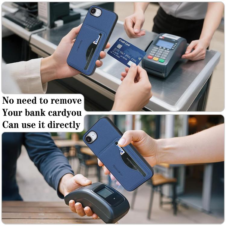 For iPhone 17e / 16e Retro Vegan Leather Magnetic Card Holder Back Phone Case