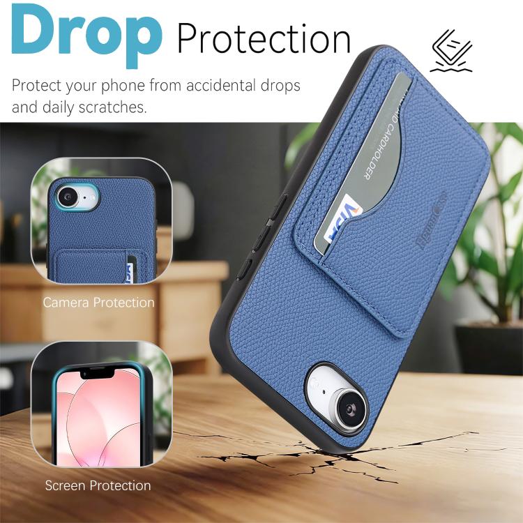 For iPhone 17e / 16e Retro Vegan Leather Magnetic Card Holder Back Phone Case