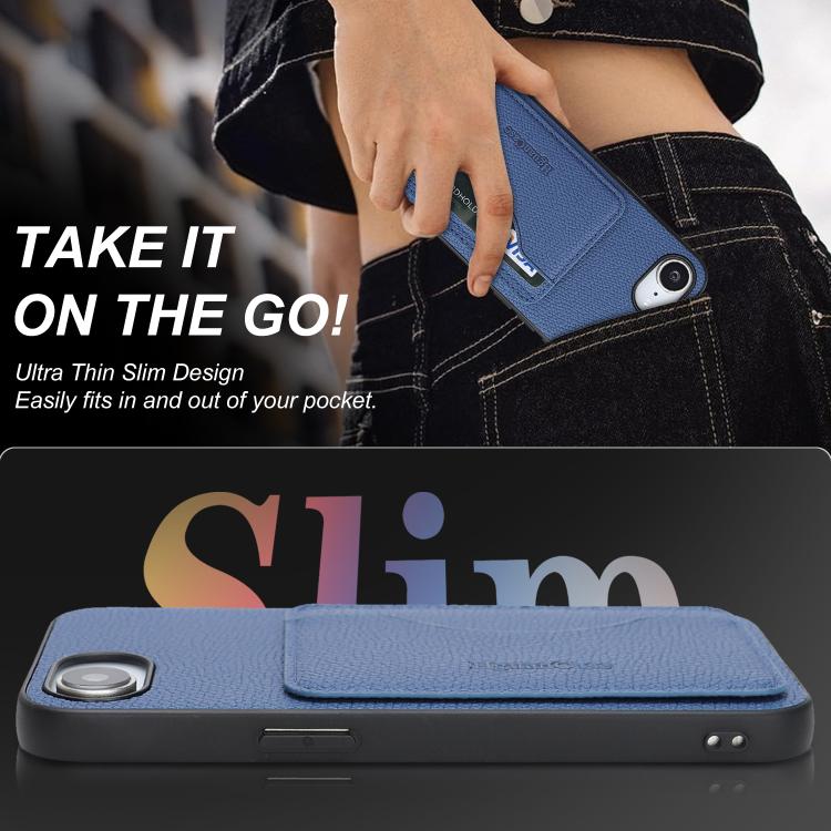 For iPhone 17e / 16e Retro Vegan Leather Magnetic Card Holder Back Phone Case