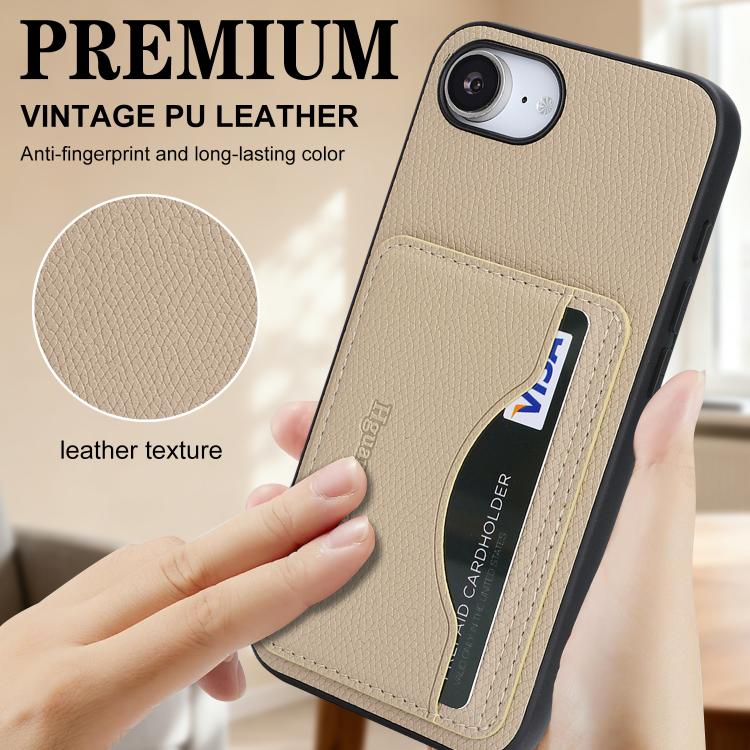 For iPhone 17e / 16e Retro Vegan Leather Magnetic Card Holder Back Phone Case