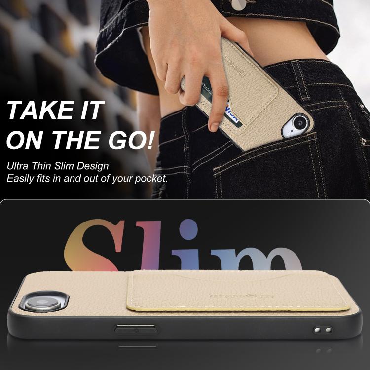 For iPhone 17e / 16e Retro Vegan Leather Magnetic Card Holder Back Phone Case
