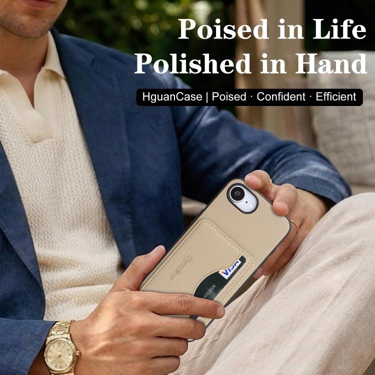 For iPhone 17e / 16e Retro Vegan Leather Magnetic Card Holder Back Phone Case