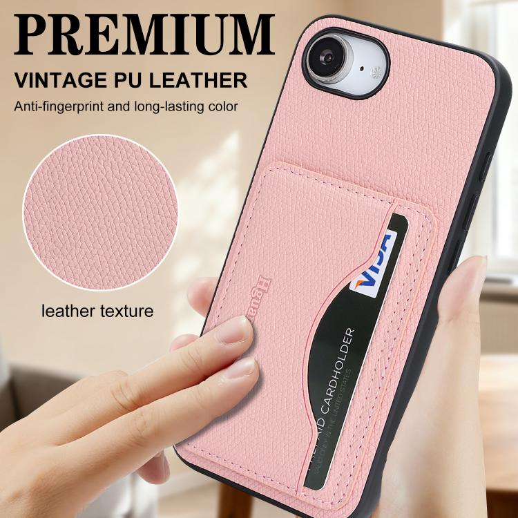 For iPhone 17e / 16e Retro Vegan Leather Magnetic Card Holder Back Phone Case