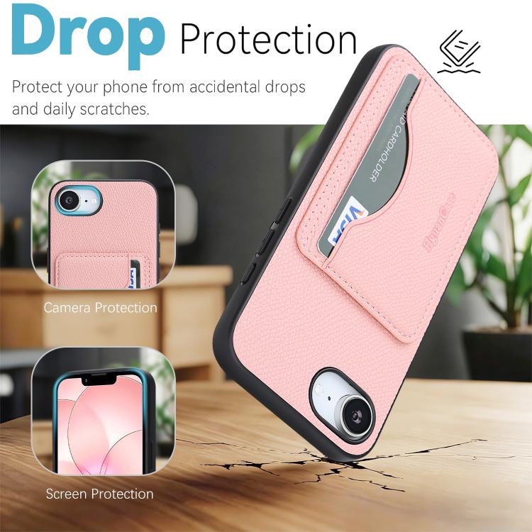 For iPhone 17e / 16e Retro Vegan Leather Magnetic Card Holder Back Phone Case