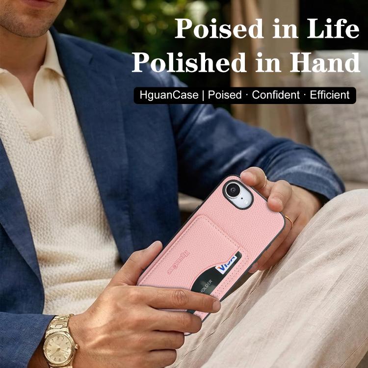 For iPhone 17e / 16e Retro Vegan Leather Magnetic Card Holder Back Phone Case