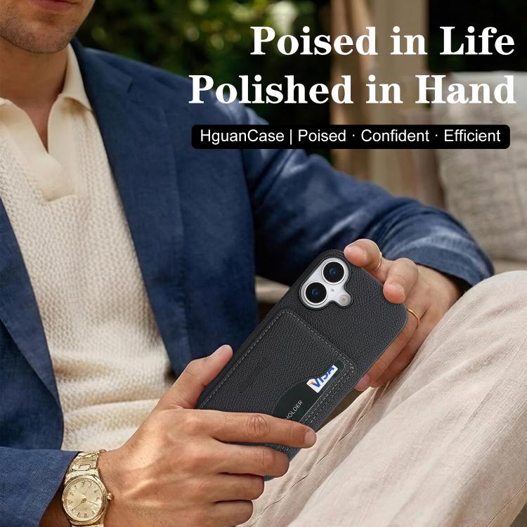 For iPhone 17 Retro Vegan Leather Magnetic Card Holder Back Phone Case