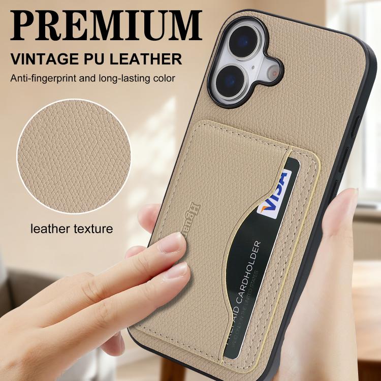For iPhone 17 Retro Vegan Leather Magnetic Card Holder Back Phone Case
