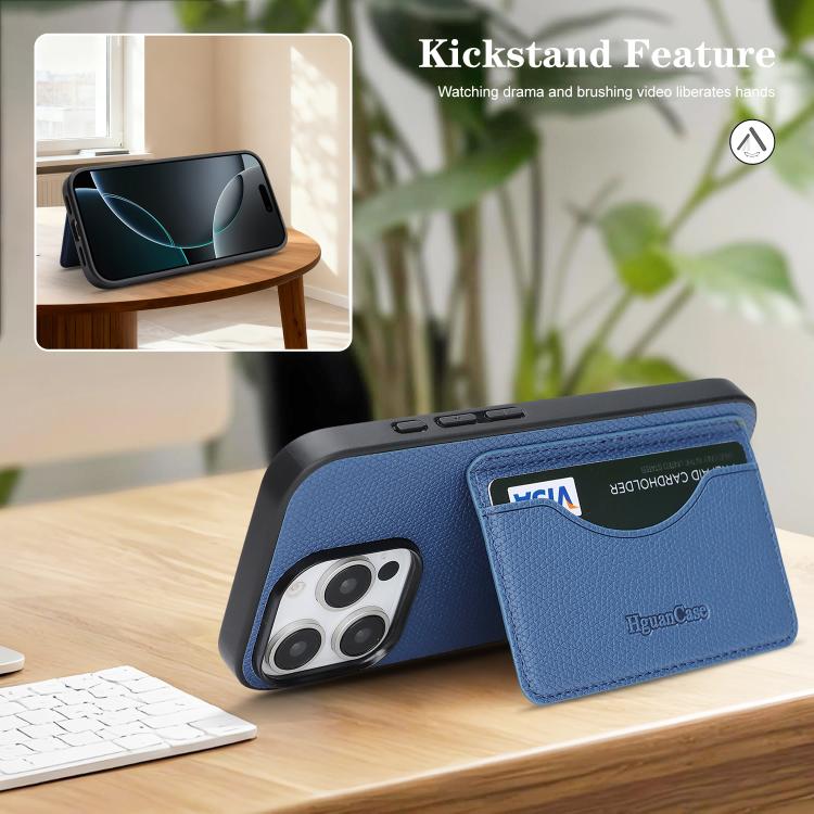 For iPhone 16 Pro Max Retro Vegan Leather Magnetic Card Holder Back Phone Case
