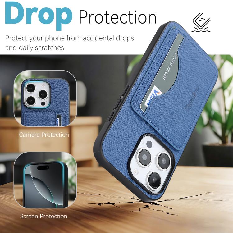 For iPhone 16 Pro Max Retro Vegan Leather Magnetic Card Holder Back Phone Case
