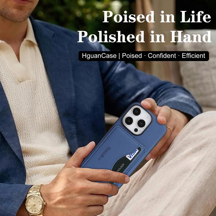 For iPhone 16 Pro Max Retro Vegan Leather Magnetic Card Holder Back Phone Case