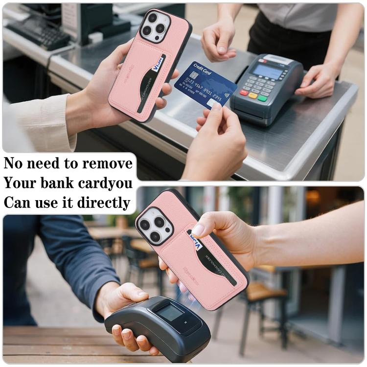 For iPhone 16 Pro Max Retro Vegan Leather Magnetic Card Holder Back Phone Case