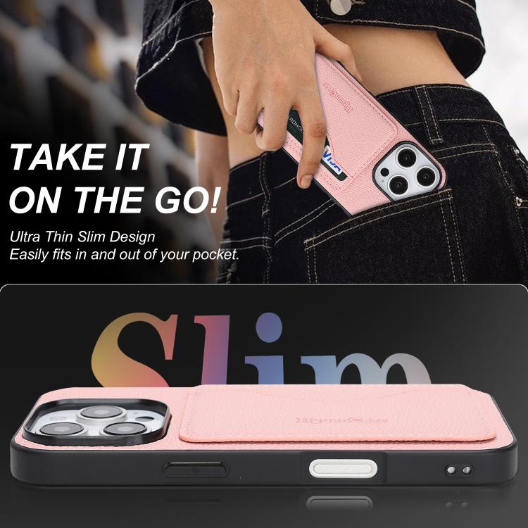 For iPhone 16 Pro Max Retro Vegan Leather Magnetic Card Holder Back Phone Case