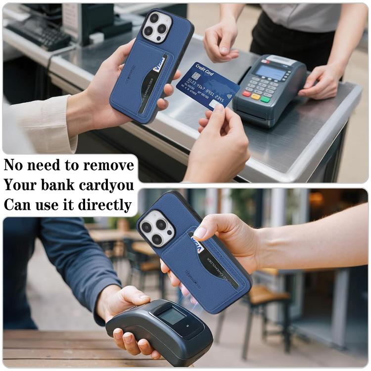For iPhone 16 Pro Retro Vegan Leather Magnetic Card Holder Back Phone Case