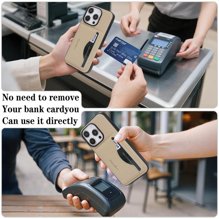For iPhone 16 Pro Retro Vegan Leather Magnetic Card Holder Back Phone Case