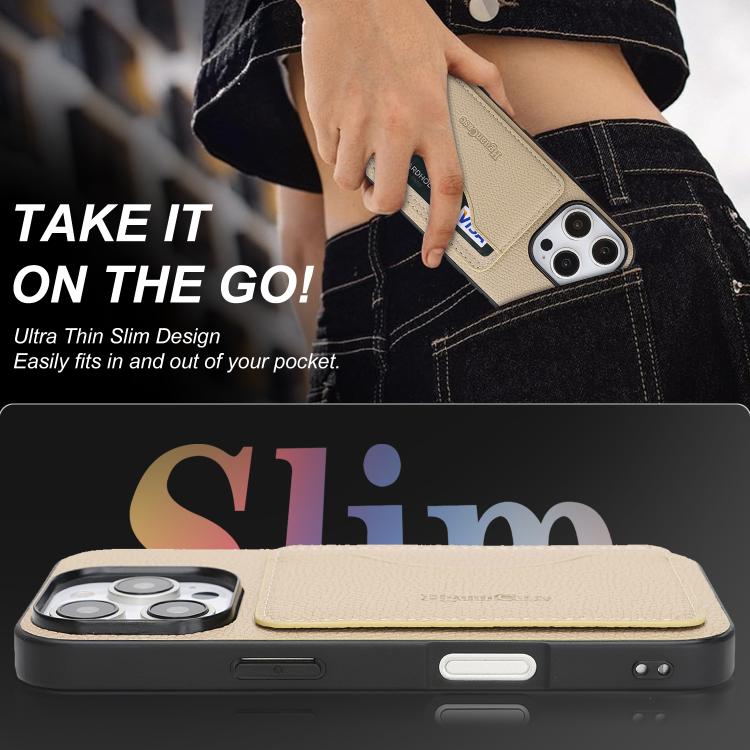 For iPhone 16 Pro Retro Vegan Leather Magnetic Card Holder Back Phone Case