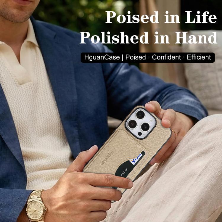 For iPhone 16 Pro Retro Vegan Leather Magnetic Card Holder Back Phone Case