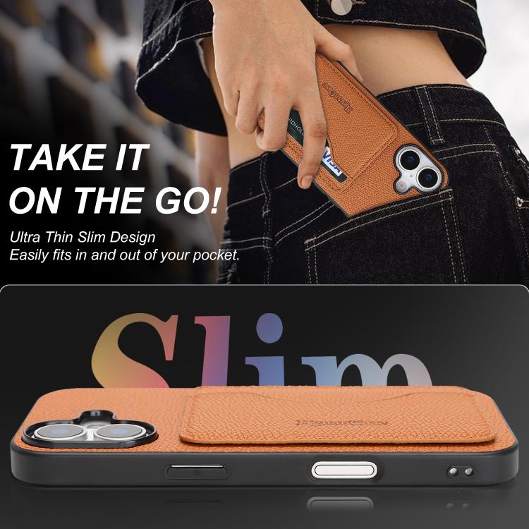 For iPhone 16 Retro Vegan Leather Magnetic Card Holder Back Phone Case
