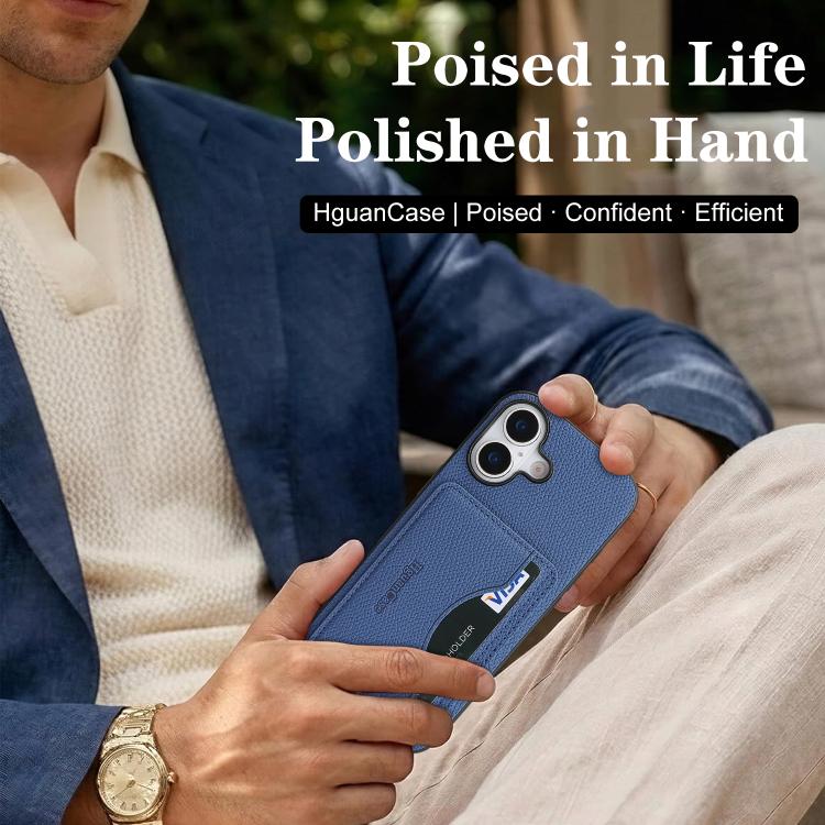 For iPhone 16 Retro Vegan Leather Magnetic Card Holder Back Phone Case