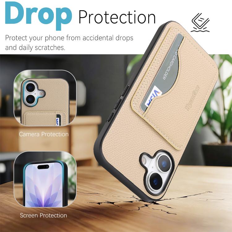 For iPhone 16 Retro Vegan Leather Magnetic Card Holder Back Phone Case