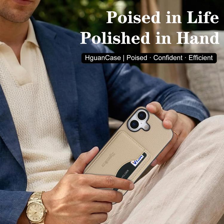For iPhone 16 Retro Vegan Leather Magnetic Card Holder Back Phone Case
