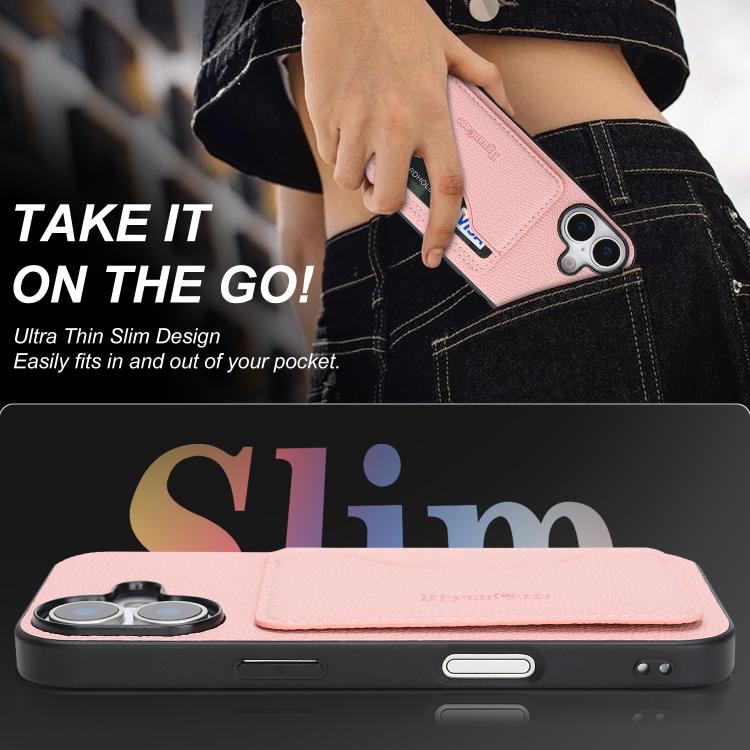 For iPhone 16 Retro Vegan Leather Magnetic Card Holder Back Phone Case