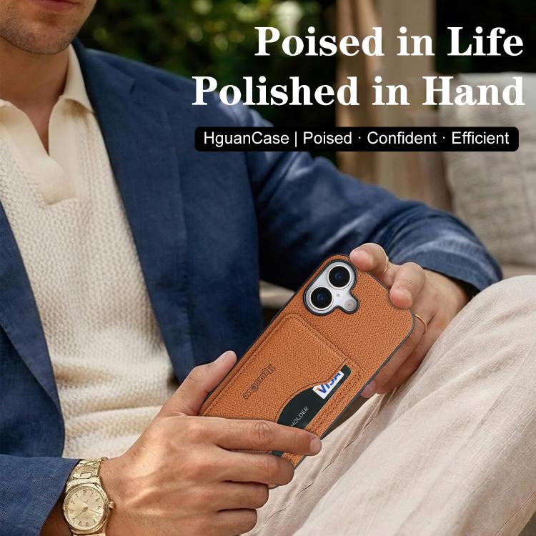 For iPhone 16 Plus Retro Vegan Leather Magnetic Card Holder Back Phone Case