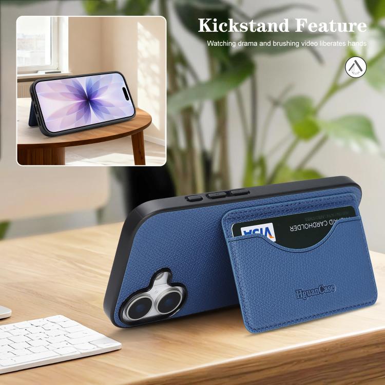 For iPhone 16 Plus Retro Vegan Leather Magnetic Card Holder Back Phone Case