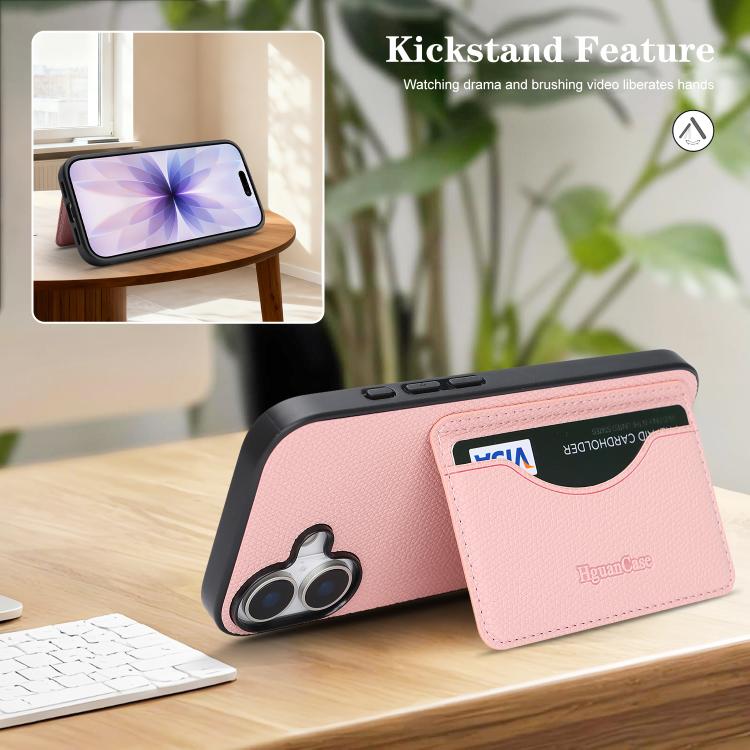 For iPhone 16 Plus Retro Vegan Leather Magnetic Card Holder Back Phone Case
