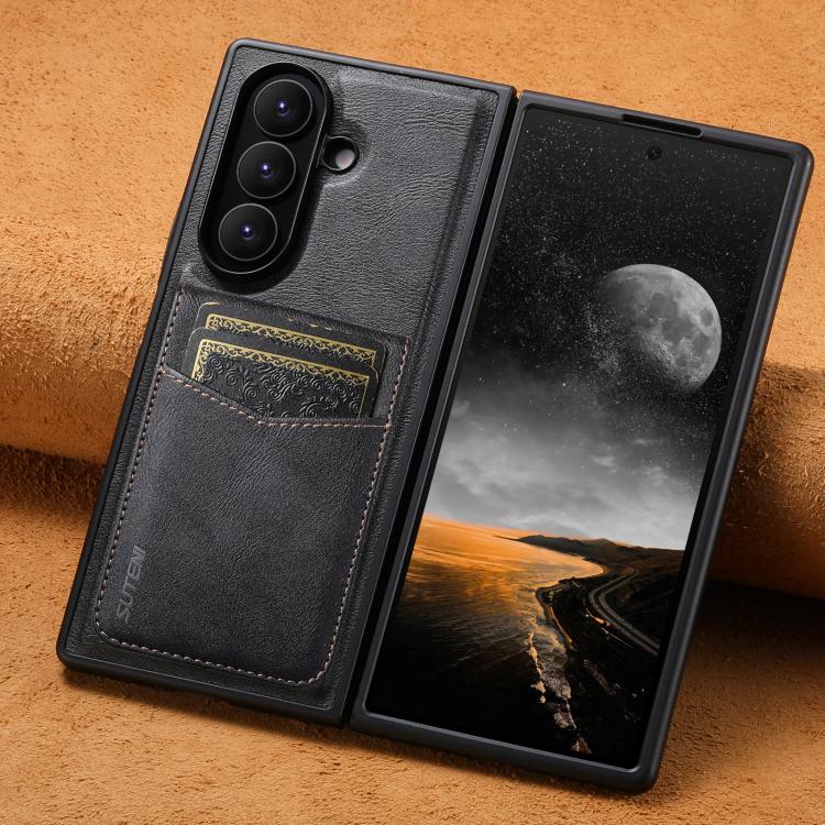 For Samsung Galaxy Z Fold6 Suteni G5S5 2-in-1 Magnetic Detachable Bottle Opener Card Bag Cow Leather Back Phone Case