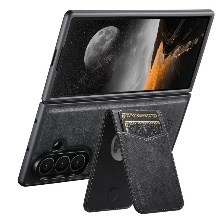 For Samsung Galaxy Z Fold6 Suteni G5S5 2-in-1 Magnetic Detachable Bottle Opener Card Bag Cow Leather Back Phone Case