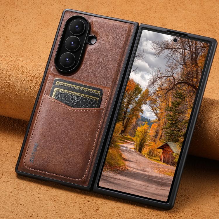 For Samsung Galaxy Z Fold6 Suteni G5S5 2-in-1 Magnetic Detachable Bottle Opener Card Bag Cow Leather Back Phone Case