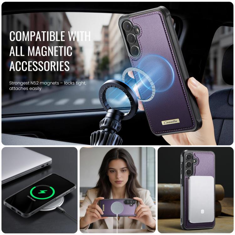 For Samsung Galaxy S26 5G CaseMe C69 Series Magnetic Vegan Leather Back Phone Case