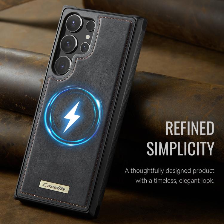 For Samsung Galaxy S24 Ultra 5G CaseMe C69 Series Magnetic Vegan Leather Back Phone Case