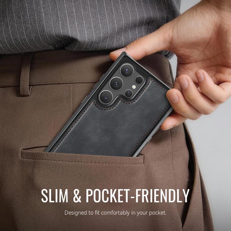 For Samsung Galaxy S24 Ultra 5G CaseMe C69 Series Magnetic Vegan Leather Back Phone Case