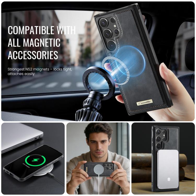 For Samsung Galaxy S24 Ultra 5G CaseMe C69 Series Magnetic Vegan Leather Back Phone Case