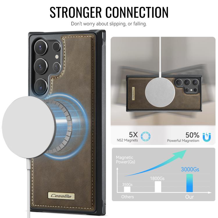 For Samsung Galaxy S24 Ultra 5G CaseMe C69 Series Magnetic Vegan Leather Back Phone Case
