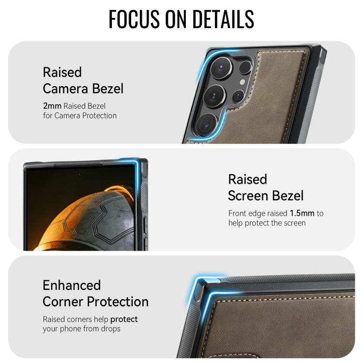For Samsung Galaxy S24 Ultra 5G CaseMe C69 Series Magnetic Vegan Leather Back Phone Case