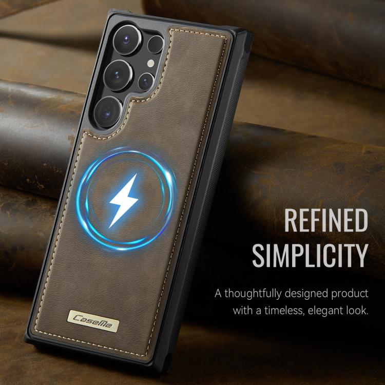 For Samsung Galaxy S24 Ultra 5G CaseMe C69 Series Magnetic Vegan Leather Back Phone Case