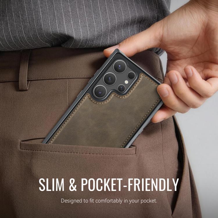 For Samsung Galaxy S24 Ultra 5G CaseMe C69 Series Magnetic Vegan Leather Back Phone Case