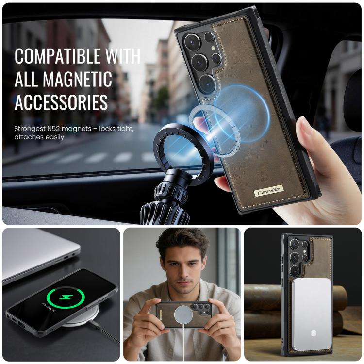 For Samsung Galaxy S24 Ultra 5G CaseMe C69 Series Magnetic Vegan Leather Back Phone Case