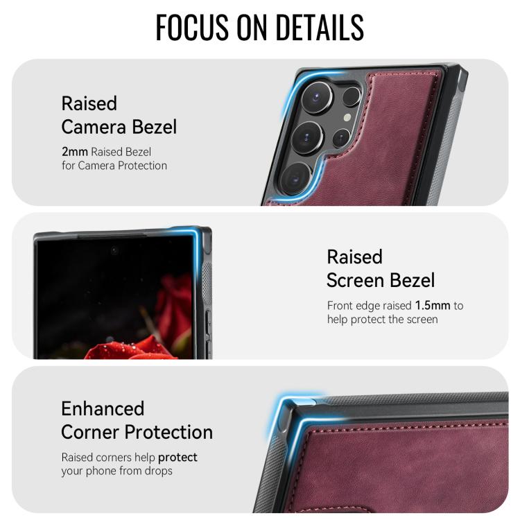 For Samsung Galaxy S24 Ultra 5G CaseMe C69 Series Magnetic Vegan Leather Back Phone Case
