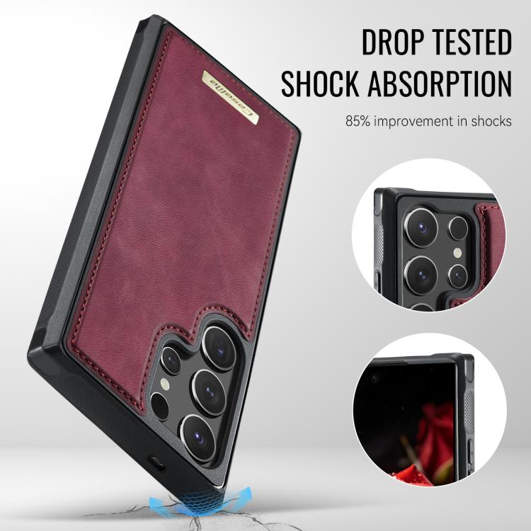 For Samsung Galaxy S24 Ultra 5G CaseMe C69 Series Magnetic Vegan Leather Back Phone Case