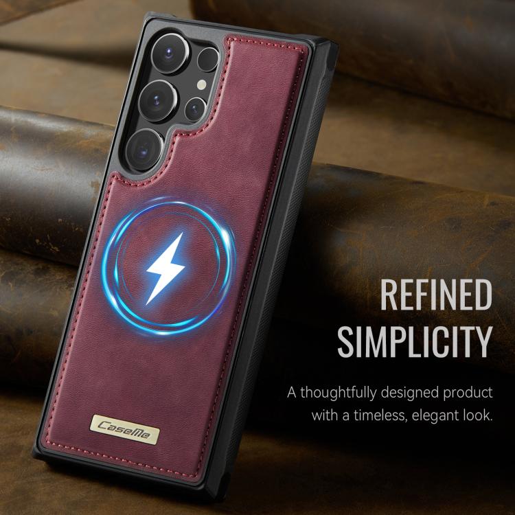 For Samsung Galaxy S24 Ultra 5G CaseMe C69 Series Magnetic Vegan Leather Back Phone Case