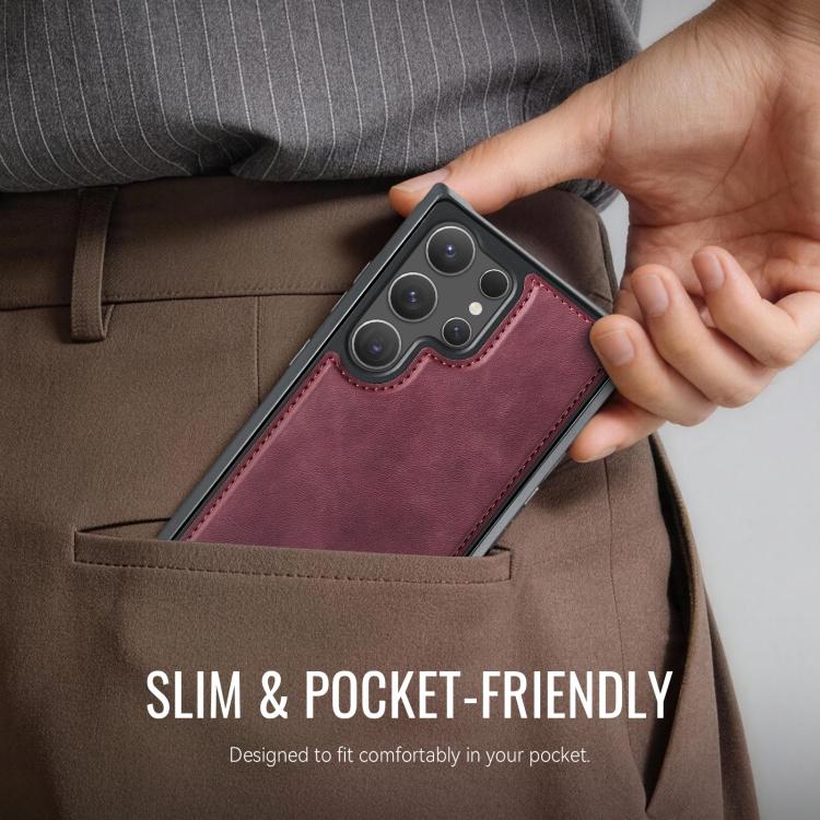 For Samsung Galaxy S24 Ultra 5G CaseMe C69 Series Magnetic Vegan Leather Back Phone Case