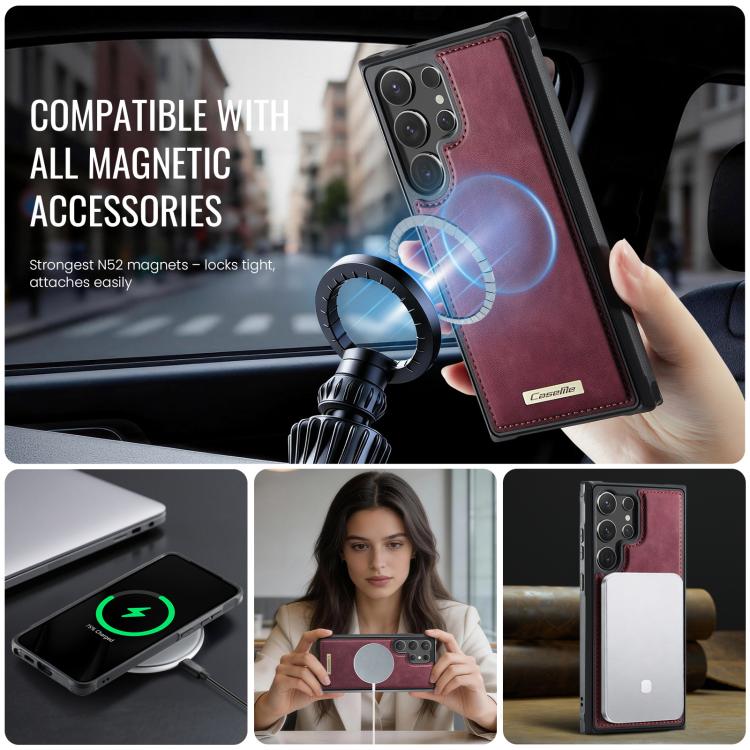 For Samsung Galaxy S24 Ultra 5G CaseMe C69 Series Magnetic Vegan Leather Back Phone Case